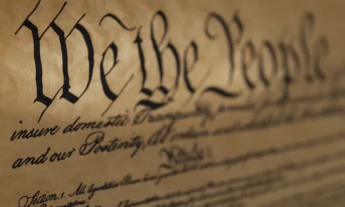 First page of Constitution with words "We the People"